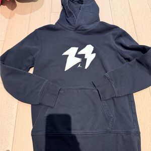 Boys Black Jordan Hoodie with White Lightning Logo